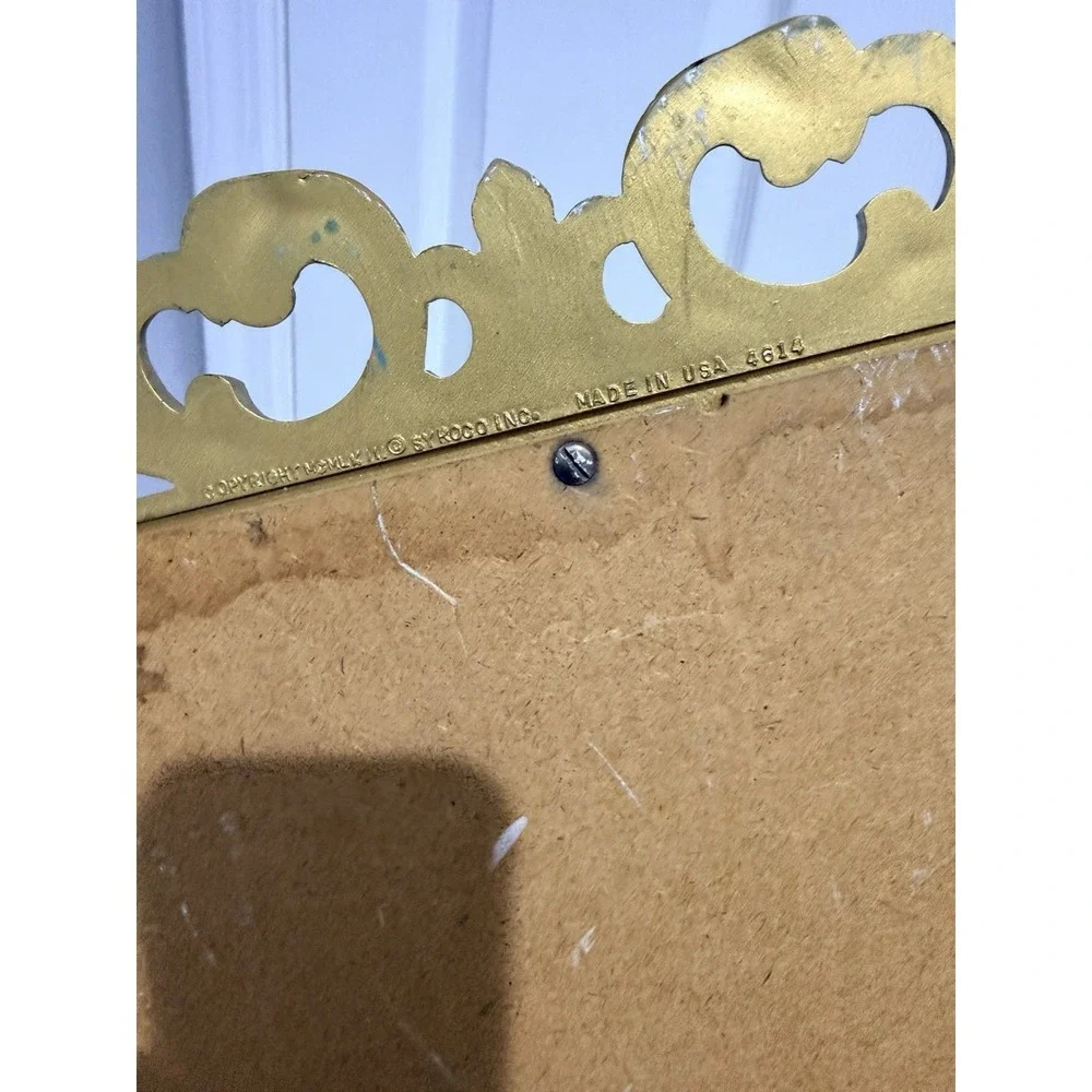 VTG MCM Gold Syroco Ornate Scroll‎ Wall Mirror Hollywood Regency 28x16